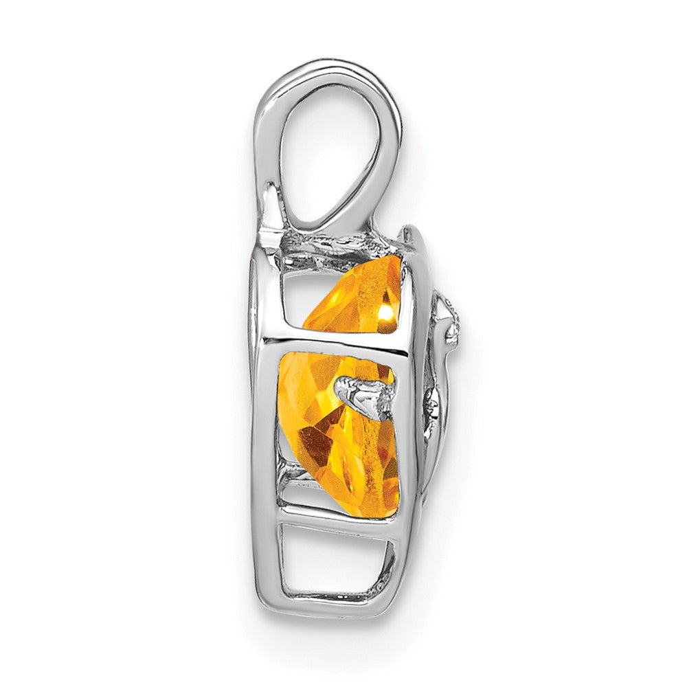 14k White Gold Citrine and Diamond MOM Heart Pendant (0.75 grams)