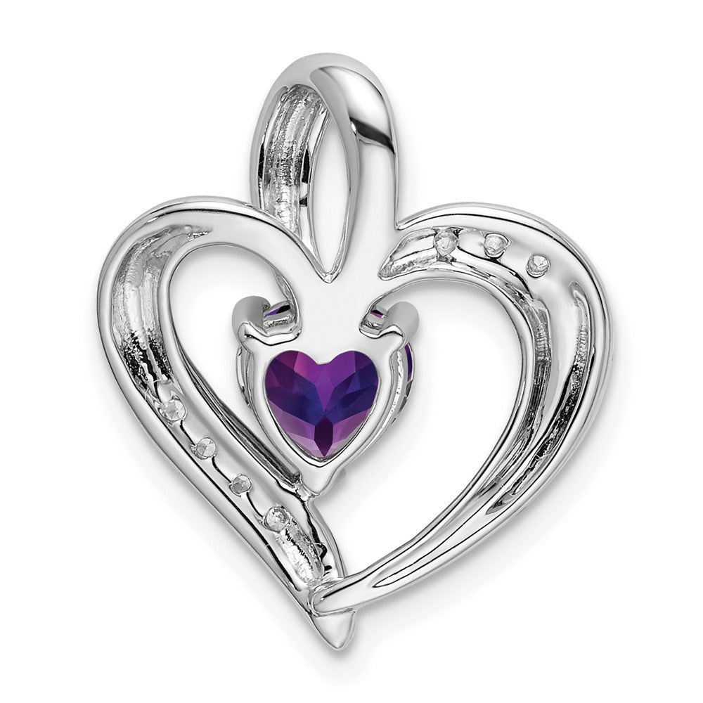 14k White Gold Amethyst and Diamond Heart Pendant (1.95 grams)