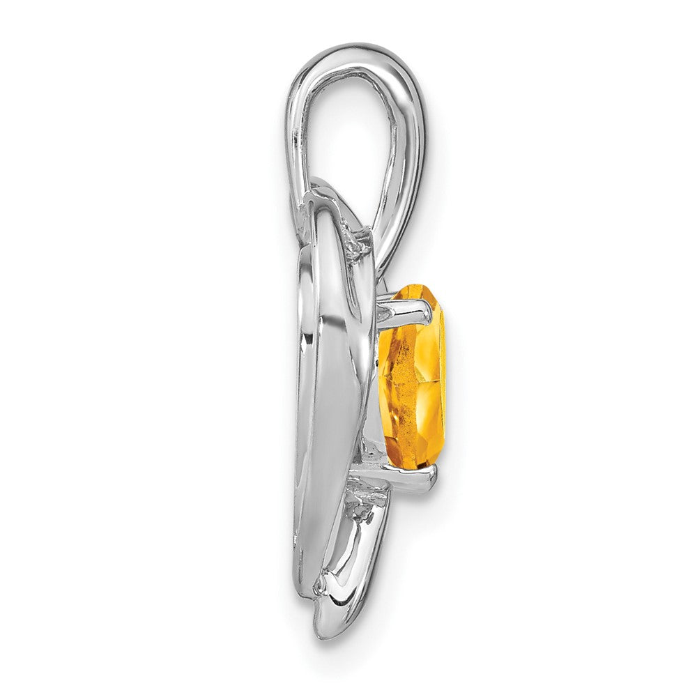 14k White Gold Citrine and Diamond Heart Pendant (1.95 grams)