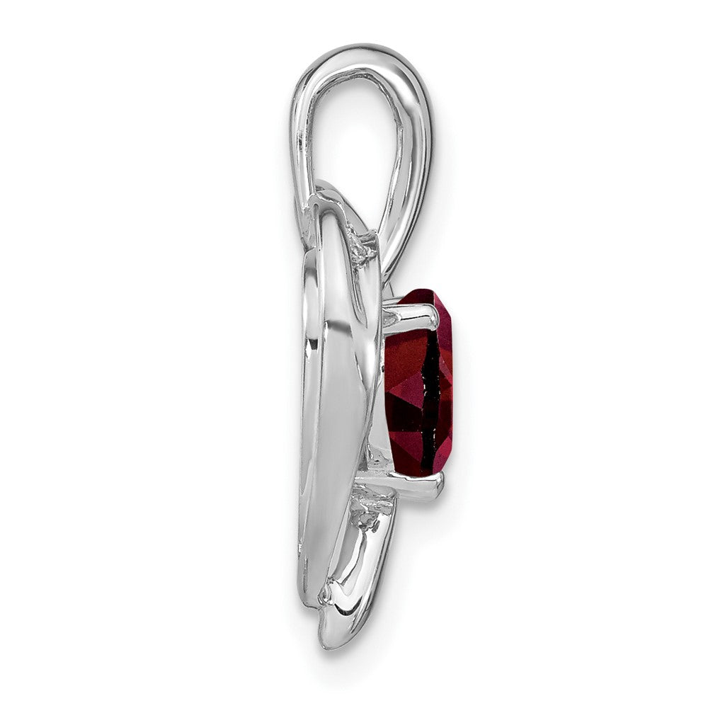 14k White Gold Garnet and Diamond Heart Pendant (1.95 grams)