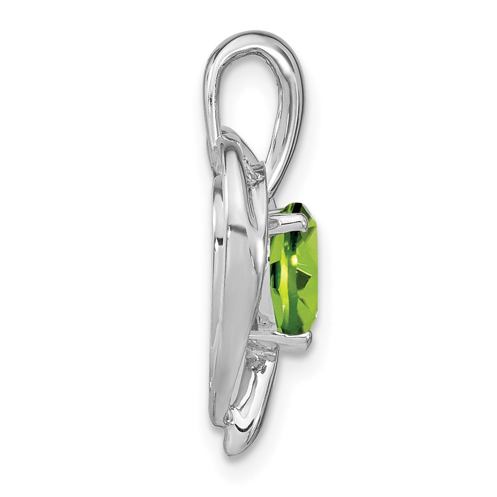 14k White Gold Peridot and Diamond Heart Pendant (1.95 grams)