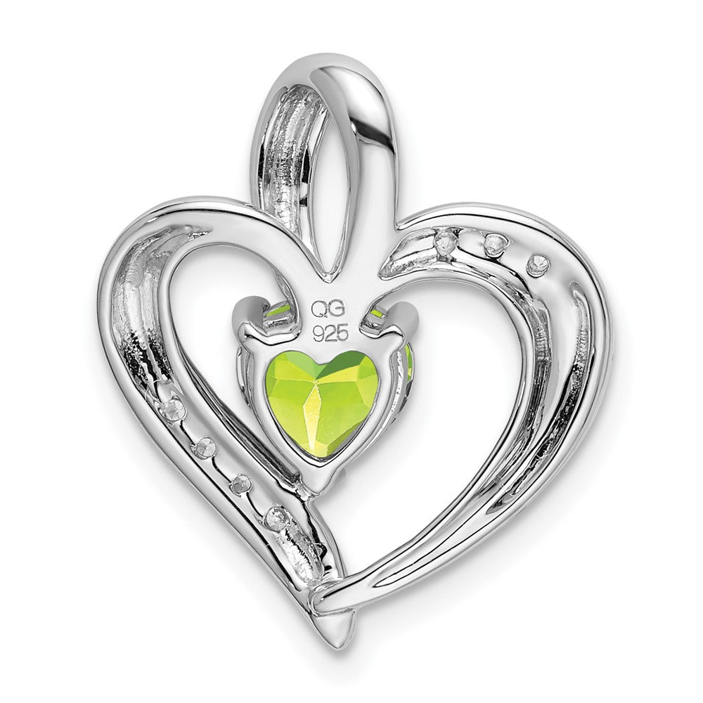 14k White Gold Peridot and Diamond Heart Pendant (1.95 grams)