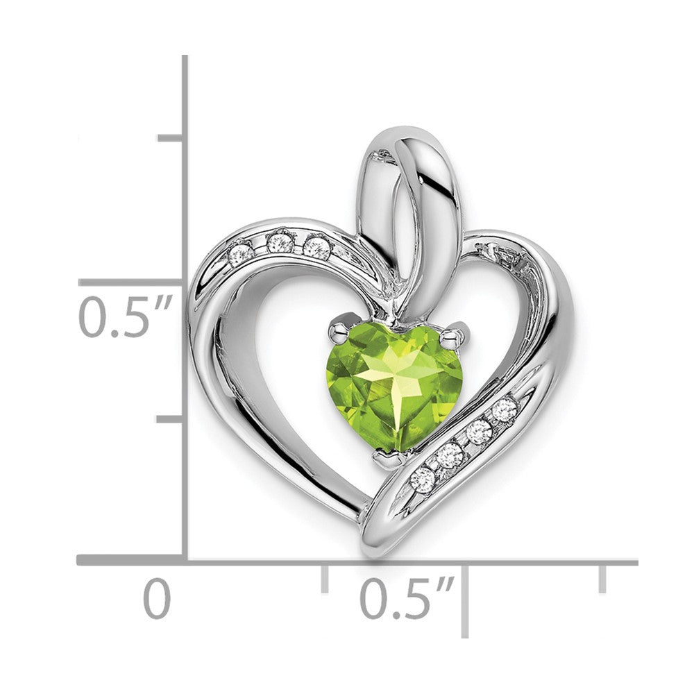 14k White Gold Peridot and Diamond Heart Pendant (1.95 grams)