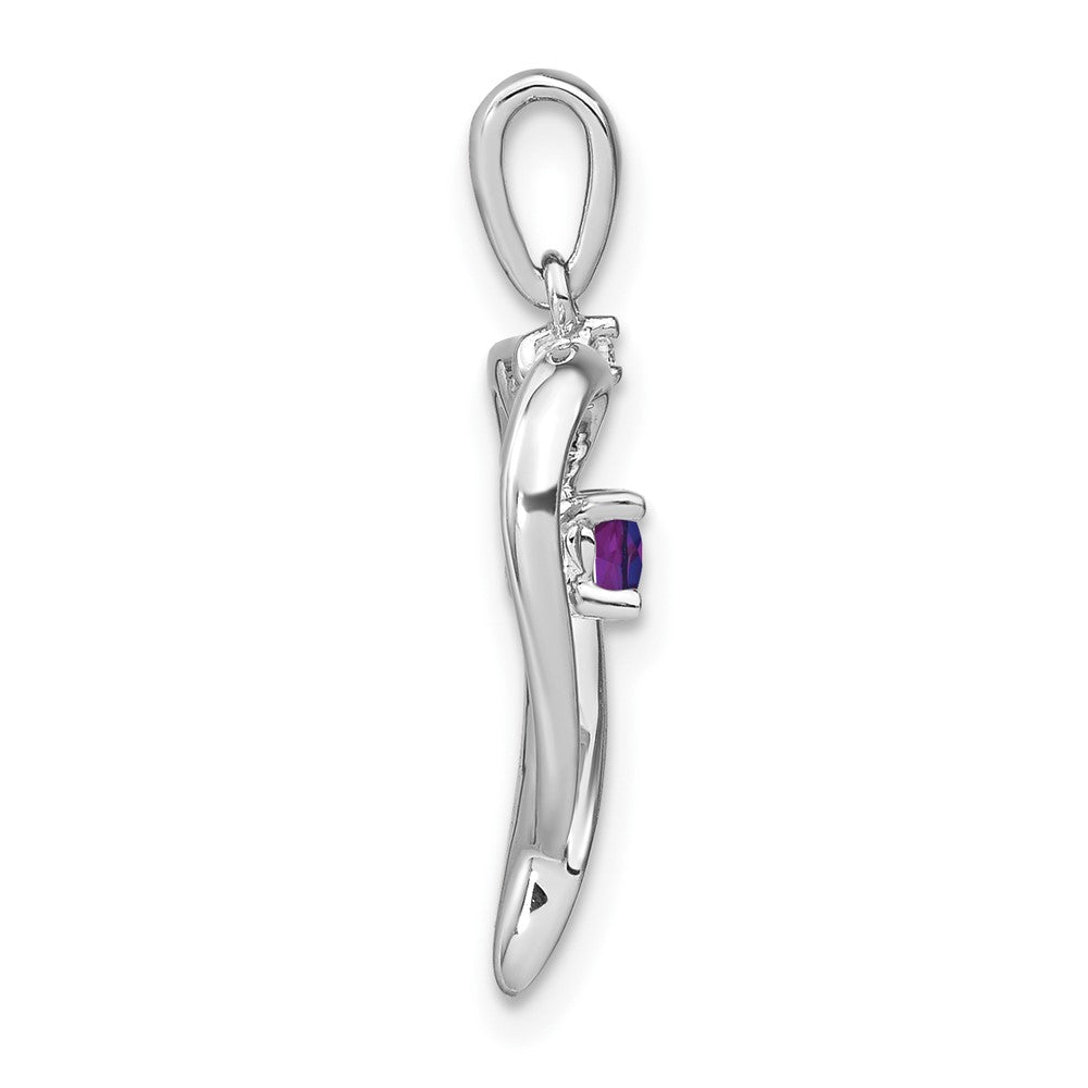 14k White Gold Amethyst and Diamond Heart Pendant (1.75 grams)