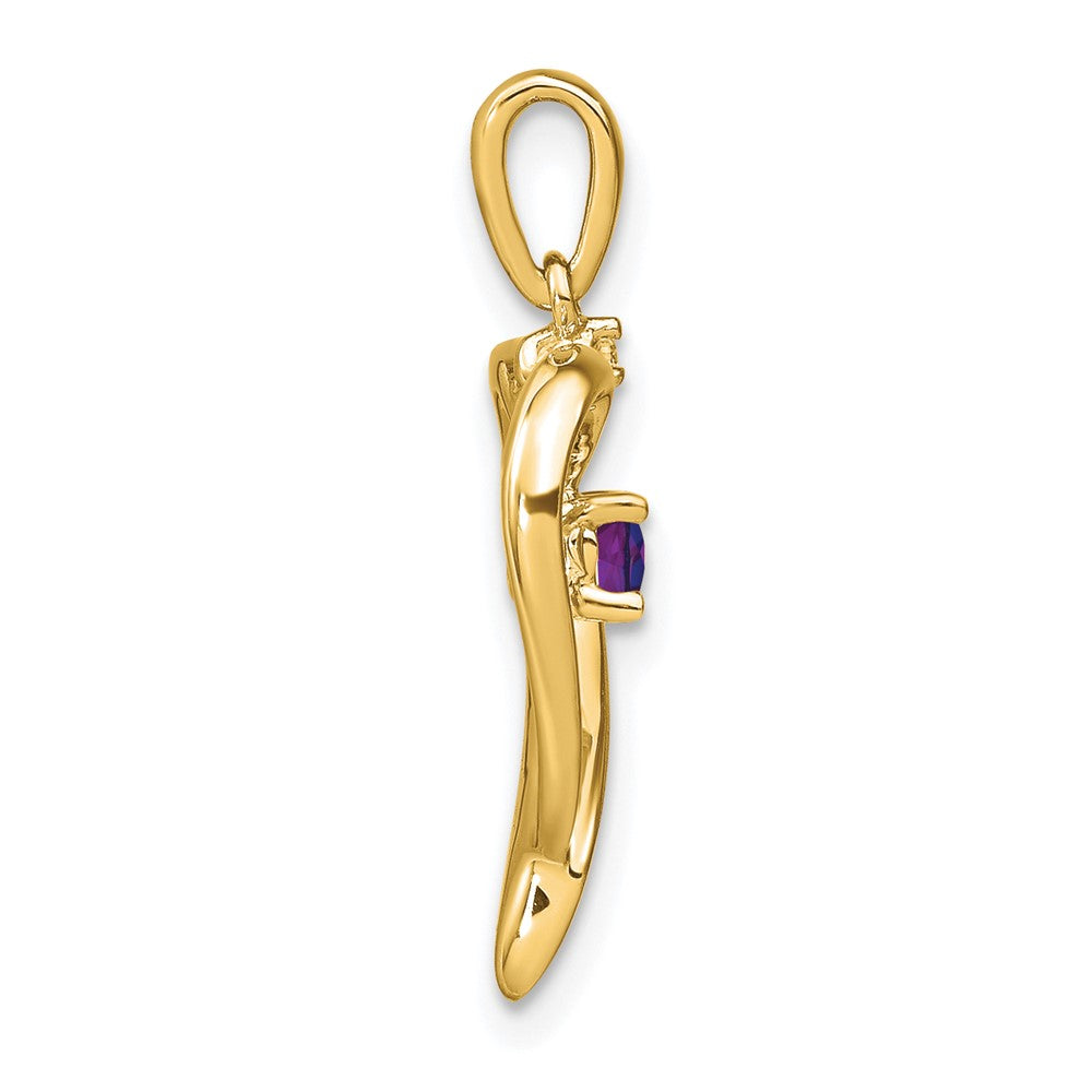 14k Amethyst and Diamond Heart Pendant (1.75 grams)