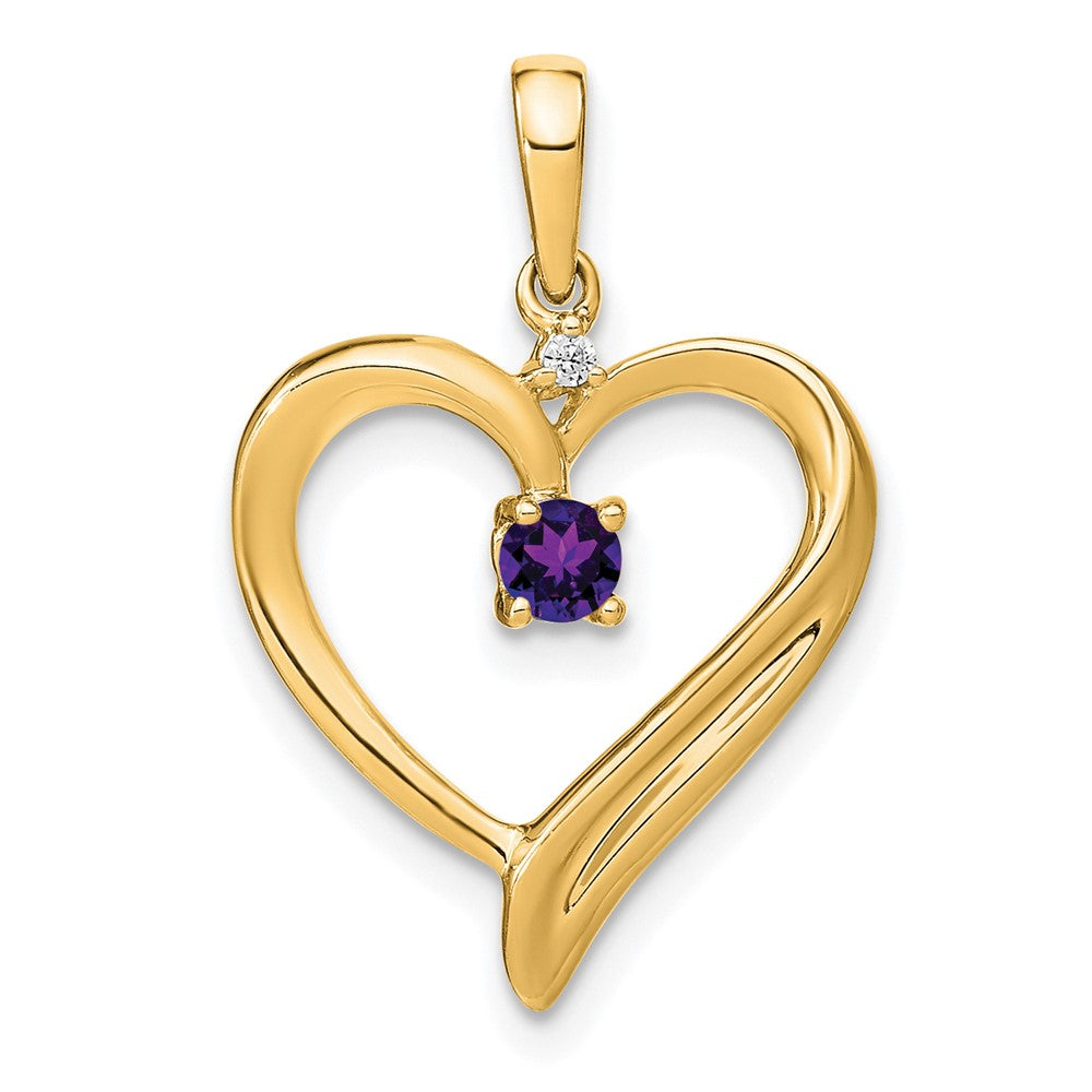 14k Amethyst and Diamond Heart Pendant (1.75 grams)