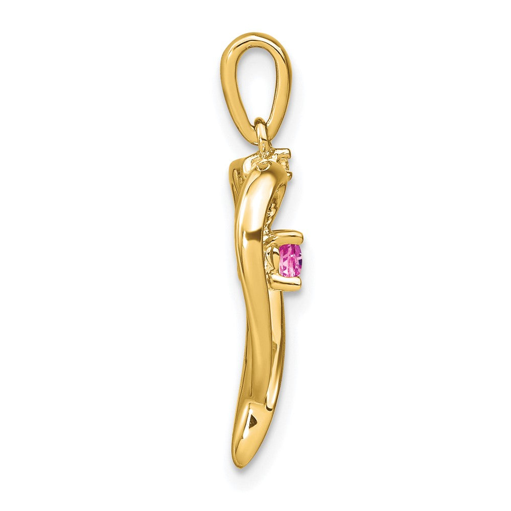 14k Created Pink Sapphire and Diamond Heart Pendant (1.75 grams)