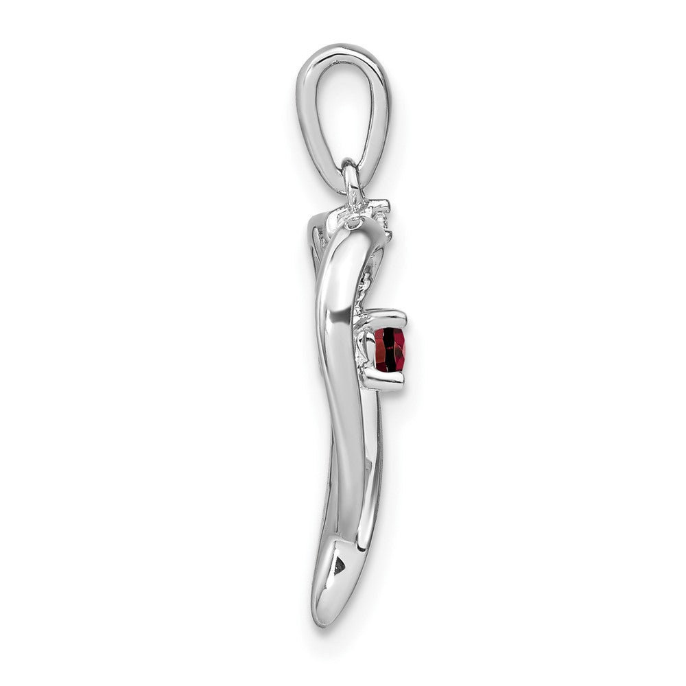 14k White Gold Garnet and Diamond Heart Pendant (1.75 grams)