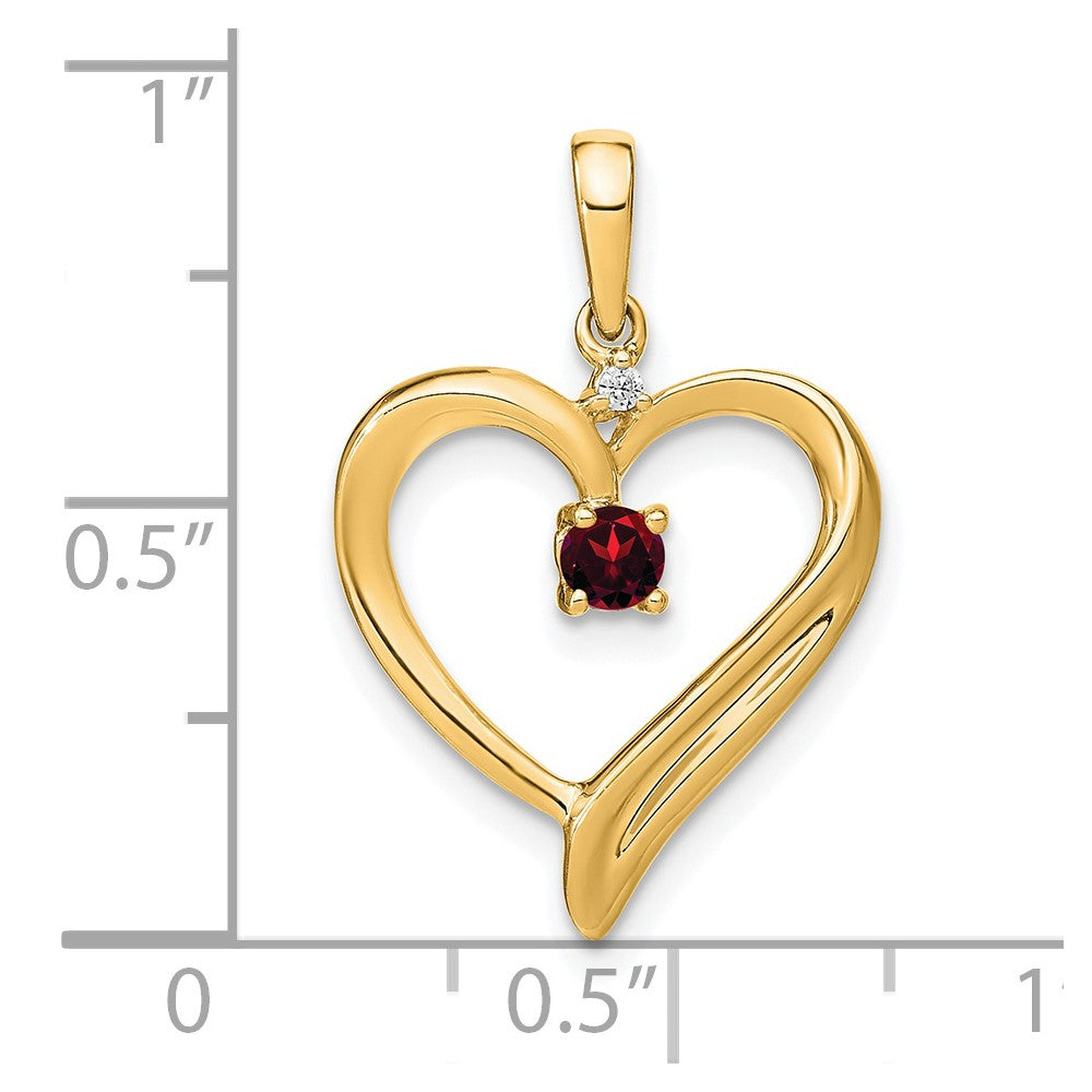 14k Garnet and Diamond Heart Pendant (1.75 grams)