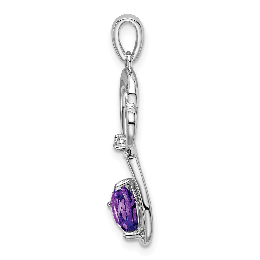 14k White Gold Amethyst and Diamond Heart Pendant (1.35 grams)