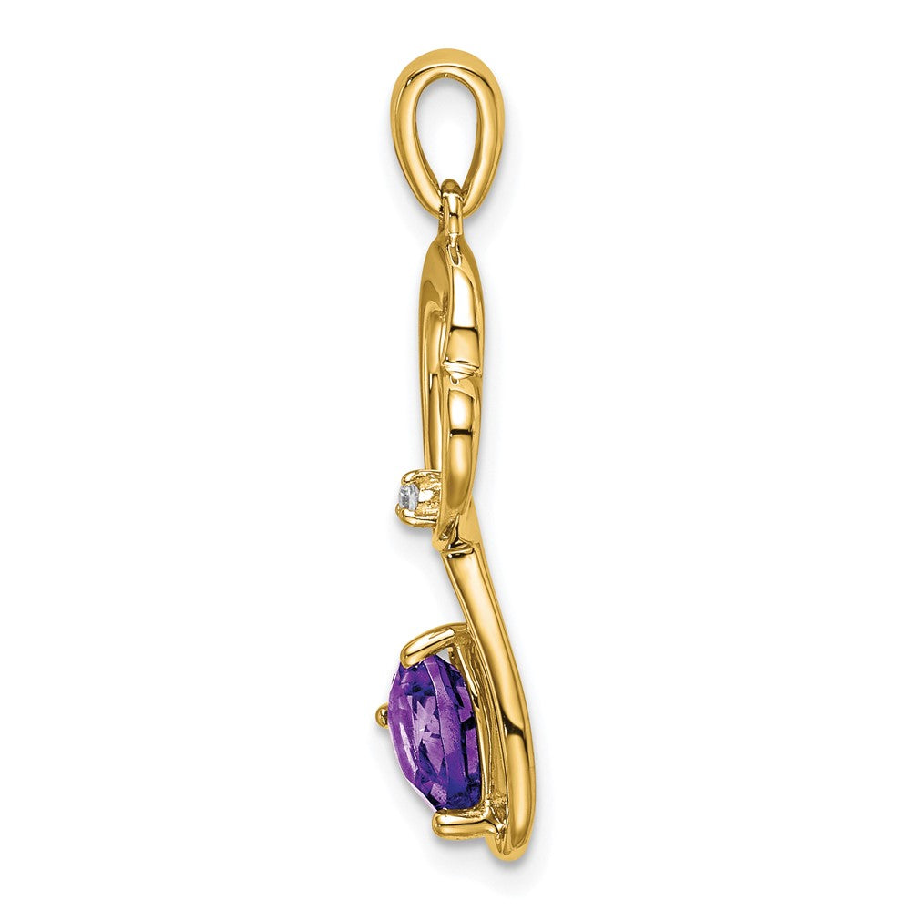 14k Amethyst and Diamond Heart Pendant (1.35 grams)