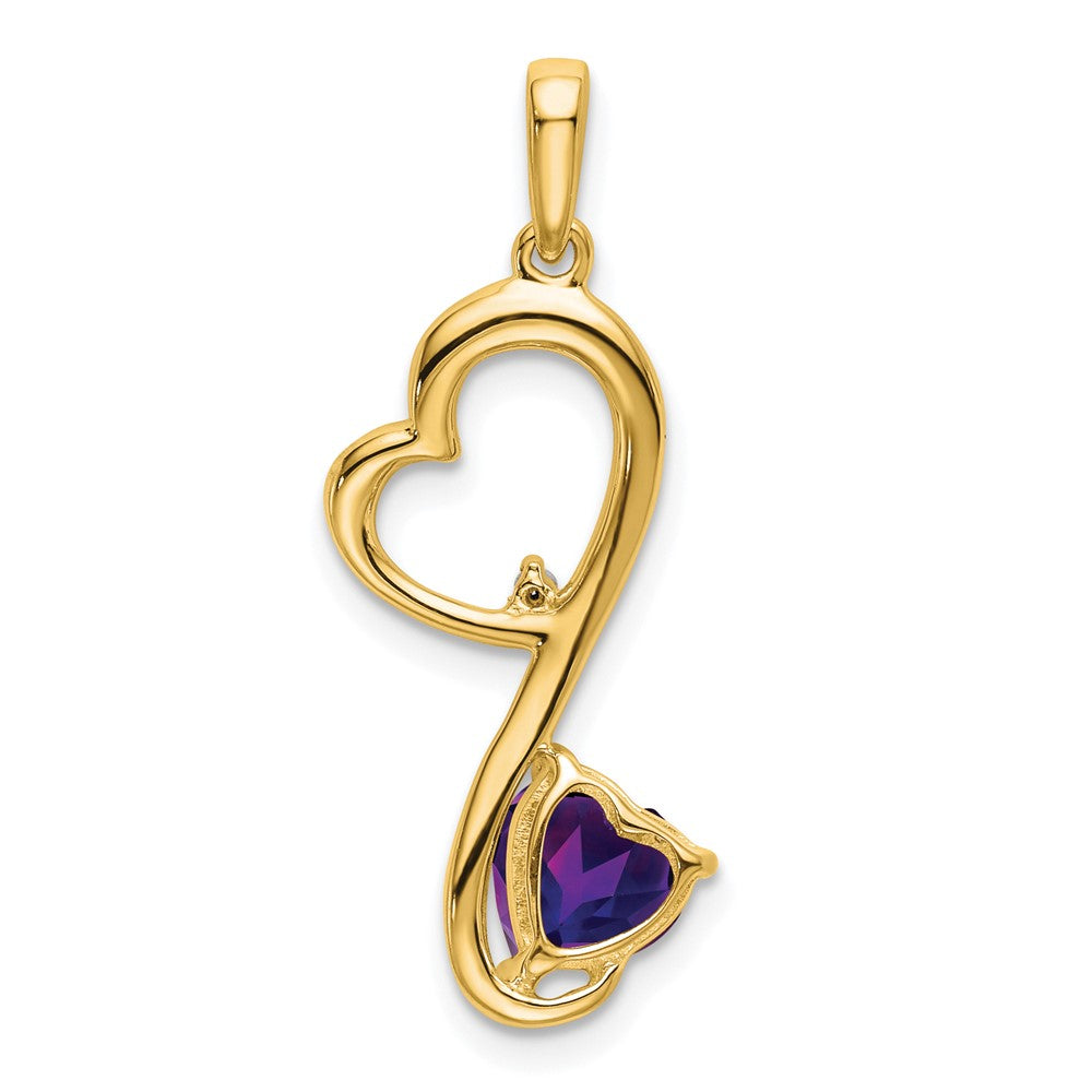 14k Amethyst and Diamond Heart Pendant (1.35 grams)