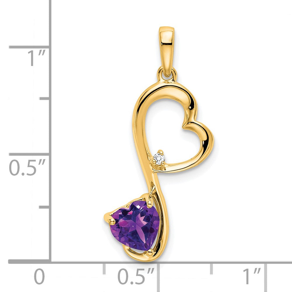 14k Amethyst and Diamond Heart Pendant (1.35 grams)