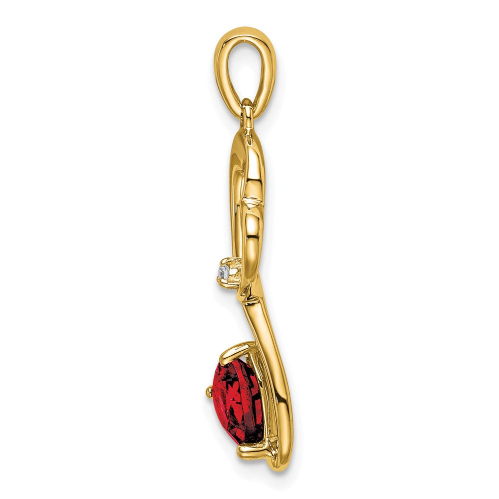 14k Garnet and Diamond Heart Pendant (1.35 grams)