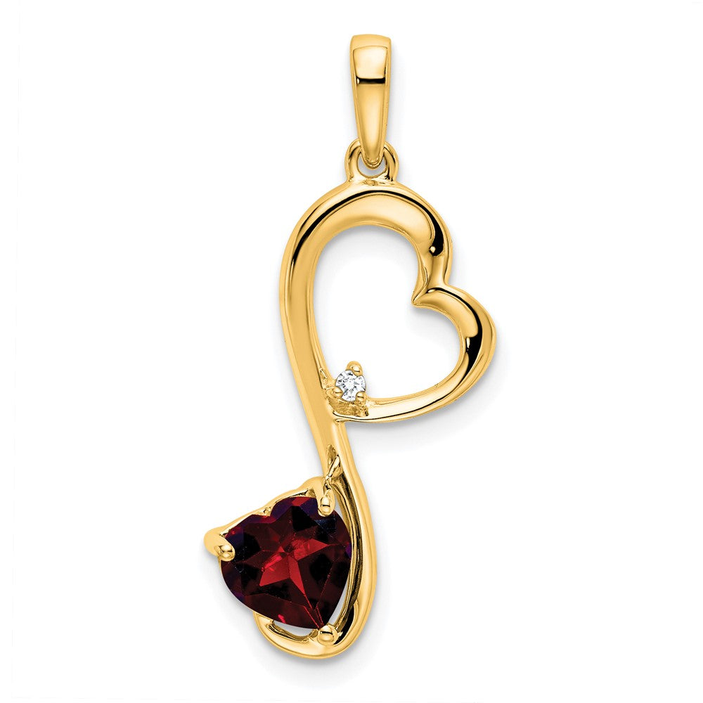 14k Garnet and Diamond Heart Pendant (1.35 grams)