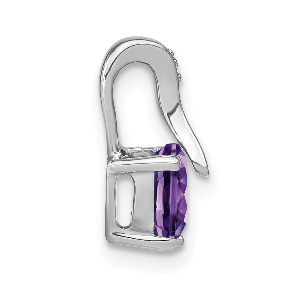 14k White Gold Amethyst and Diamond Heart Pendant (0.7 grams)