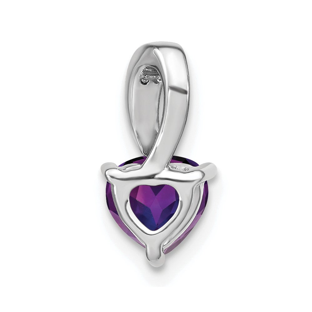 14k White Gold Amethyst and Diamond Heart Pendant (0.7 grams)