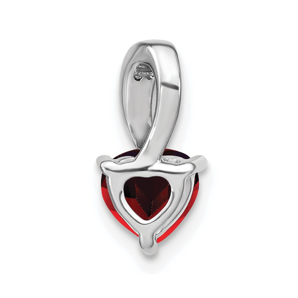 14k White Gold Garnet and Diamond Heart Pendant (0.7 grams)