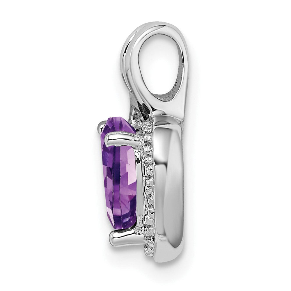 14k White Gold Amethyst and Diamond Heart Pendant (1.45 grams)