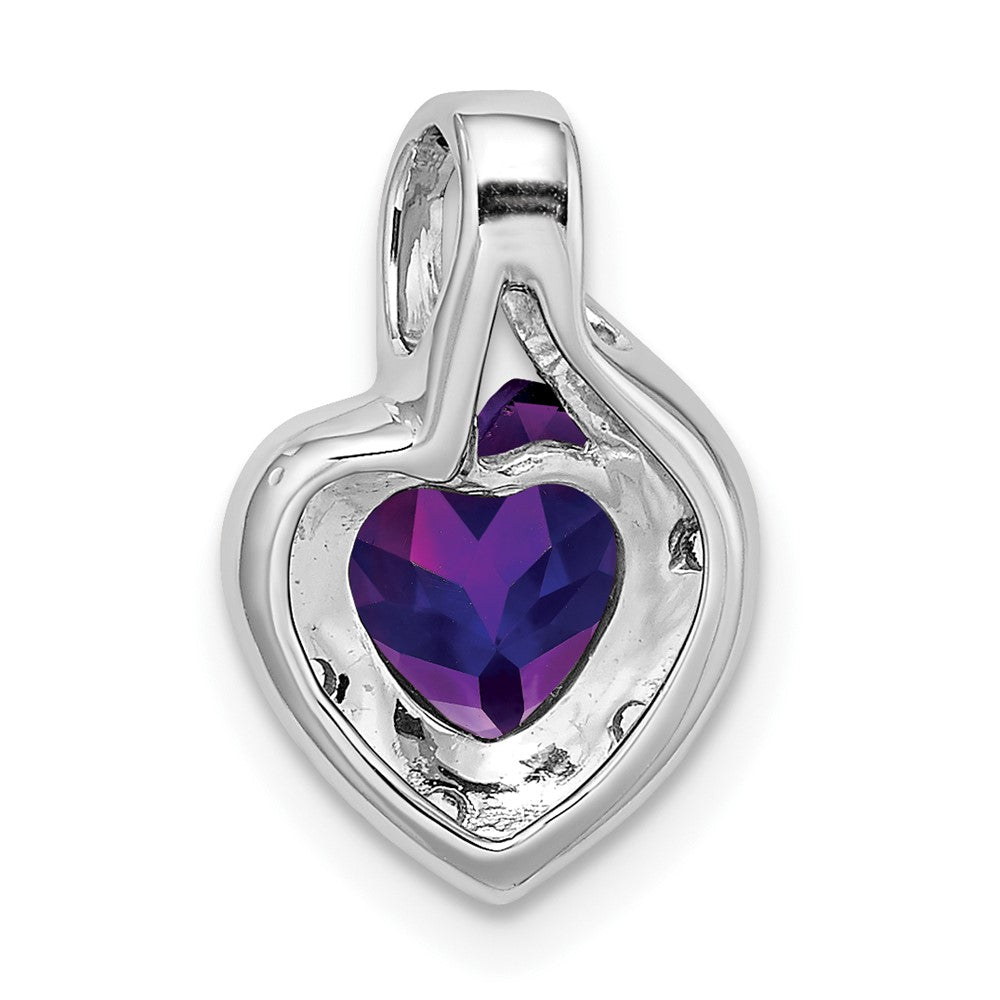 14k White Gold Amethyst and Diamond Heart Pendant (1.45 grams)