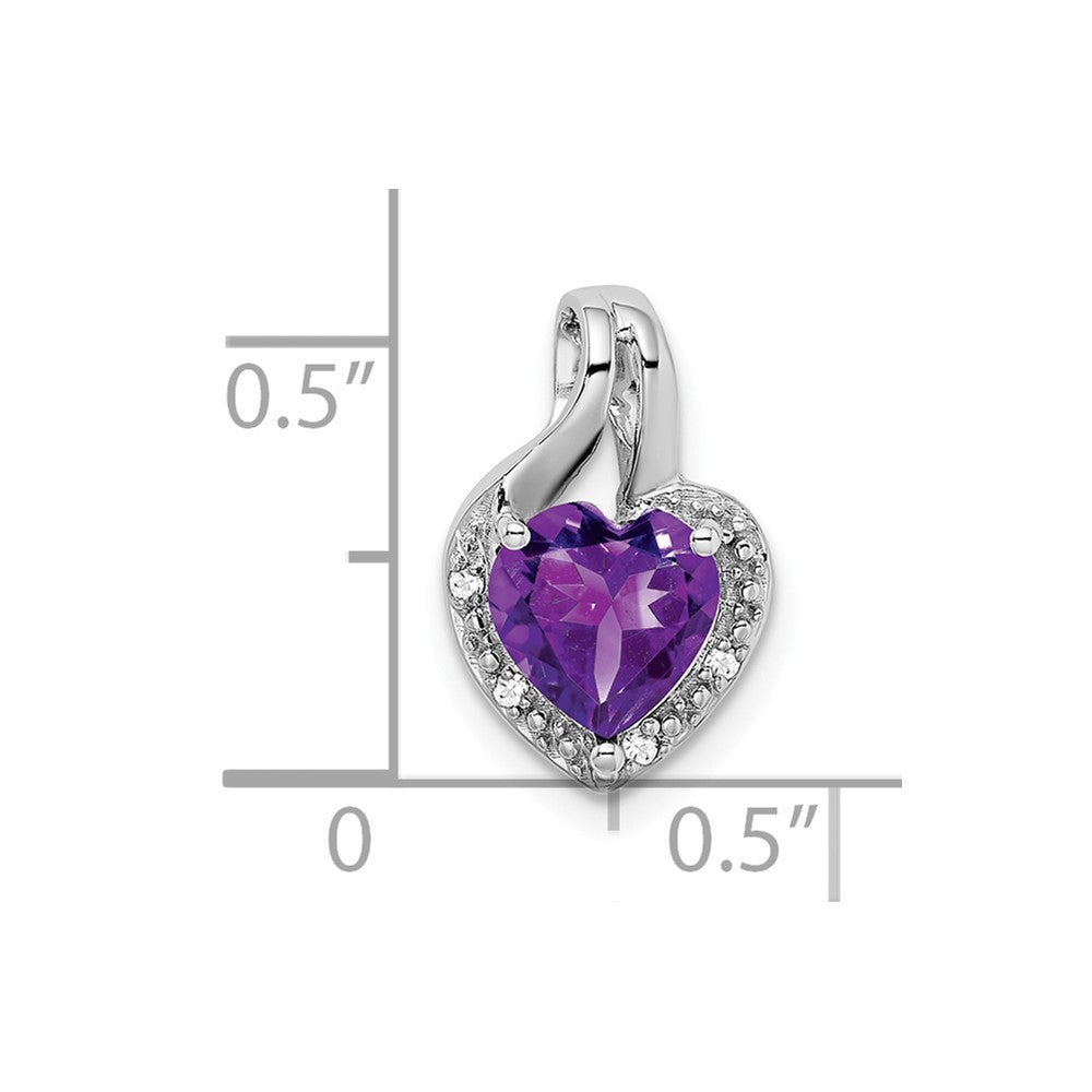 14k White Gold Amethyst and Diamond Heart Pendant (1.45 grams)