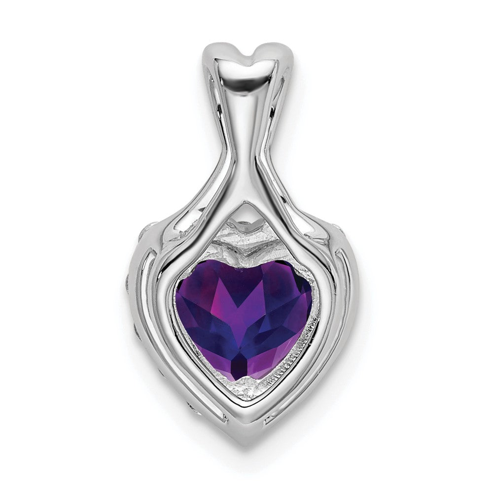 14k White Gold Amethyst and Diamond Halo Heart Pendant (1.2 grams)