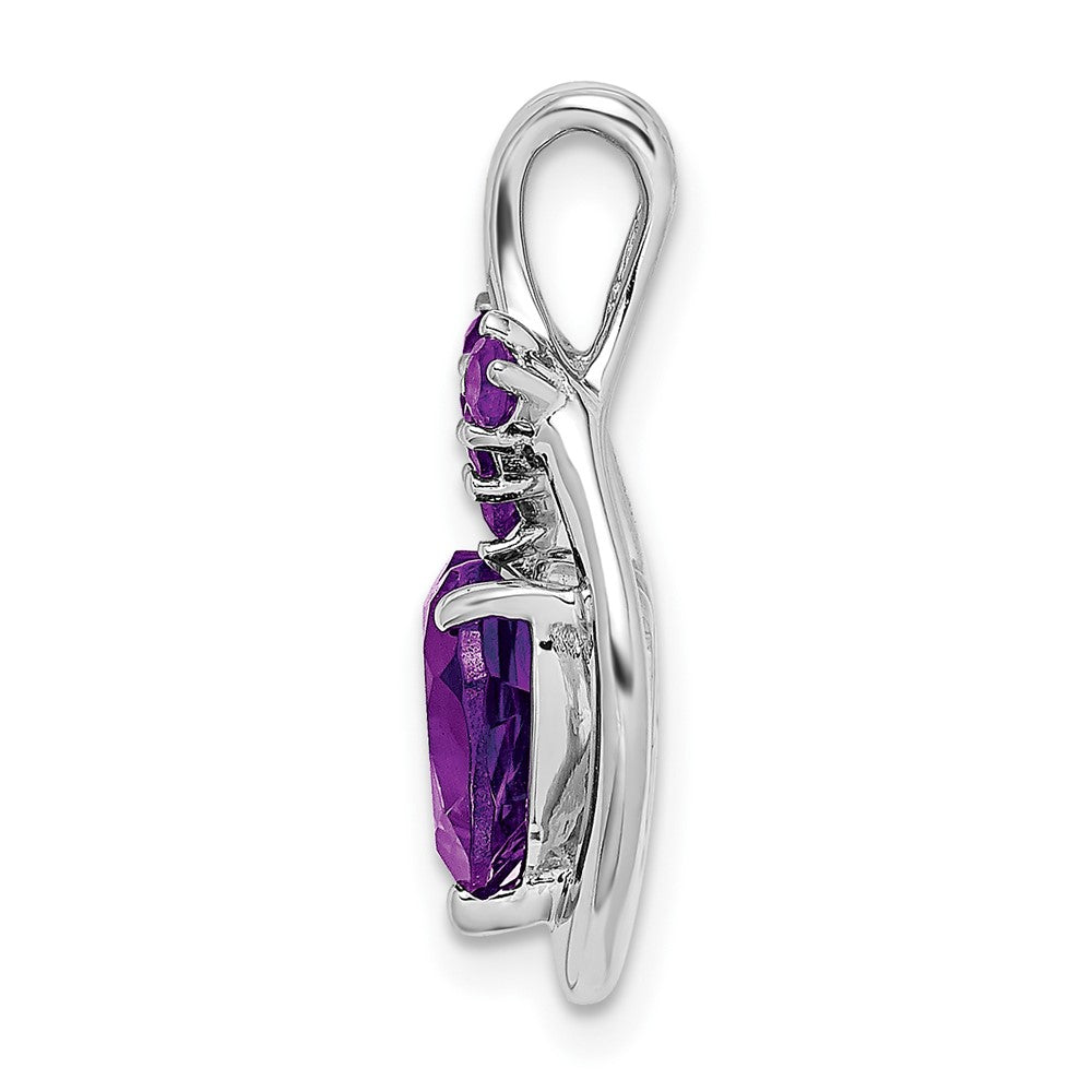 14k White Gold Amethyst Heart Pendant (2.6 grams)