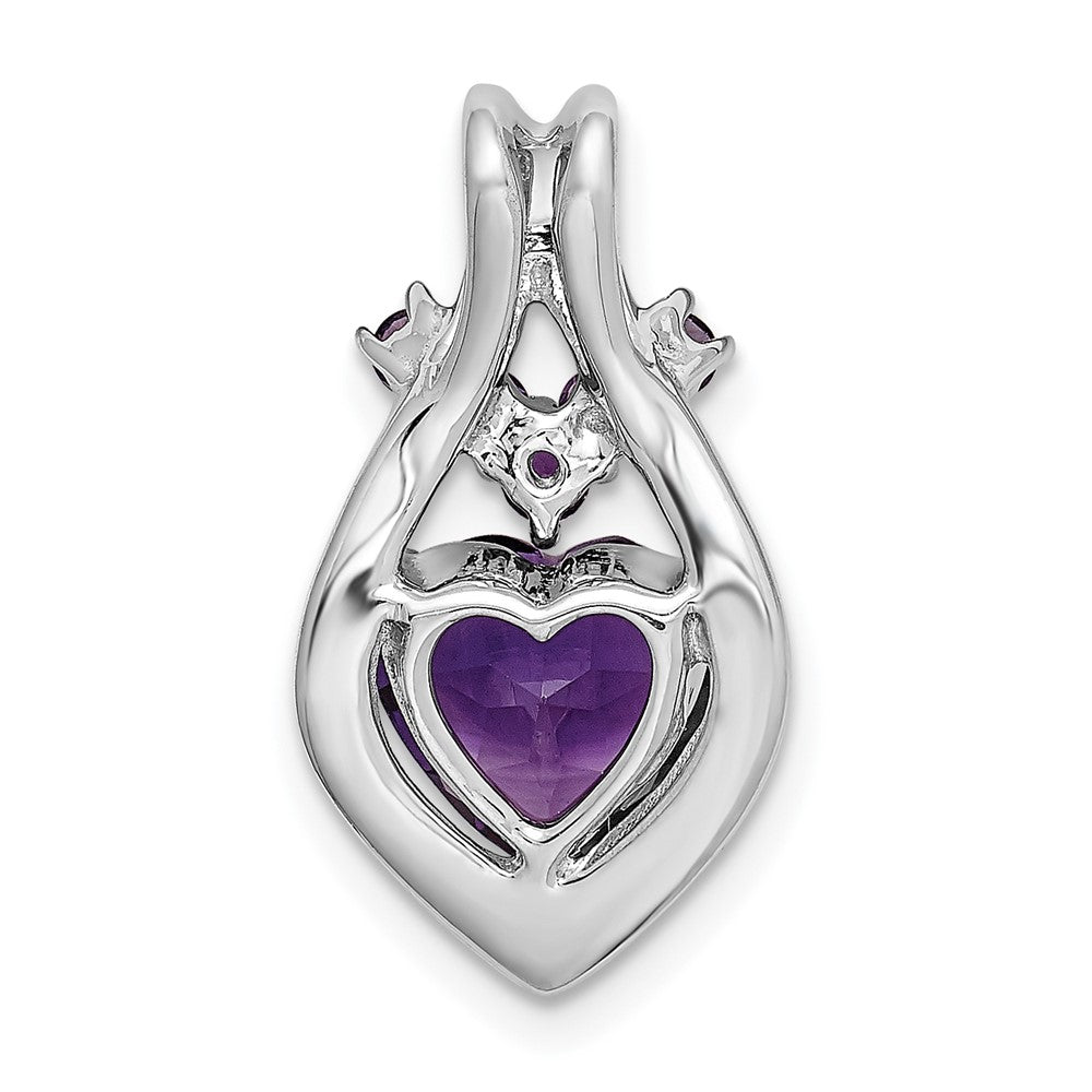 14k White Gold Amethyst Heart Pendant (2.6 grams)