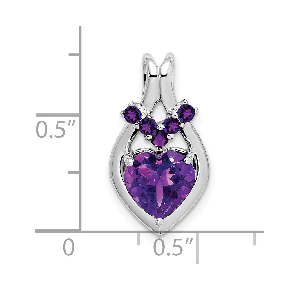 14k White Gold Amethyst Heart Pendant (2.6 grams)