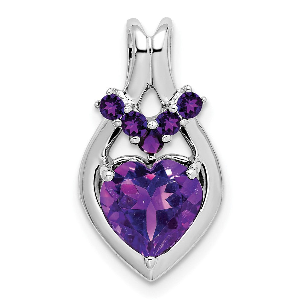 14k White Gold Amethyst Heart Pendant (2.6 grams)