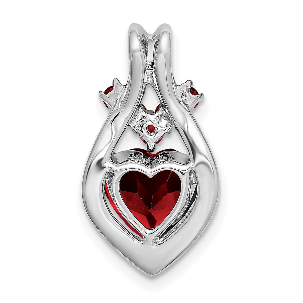 14k White Gold Garnet Heart Pendant (2.6 grams)