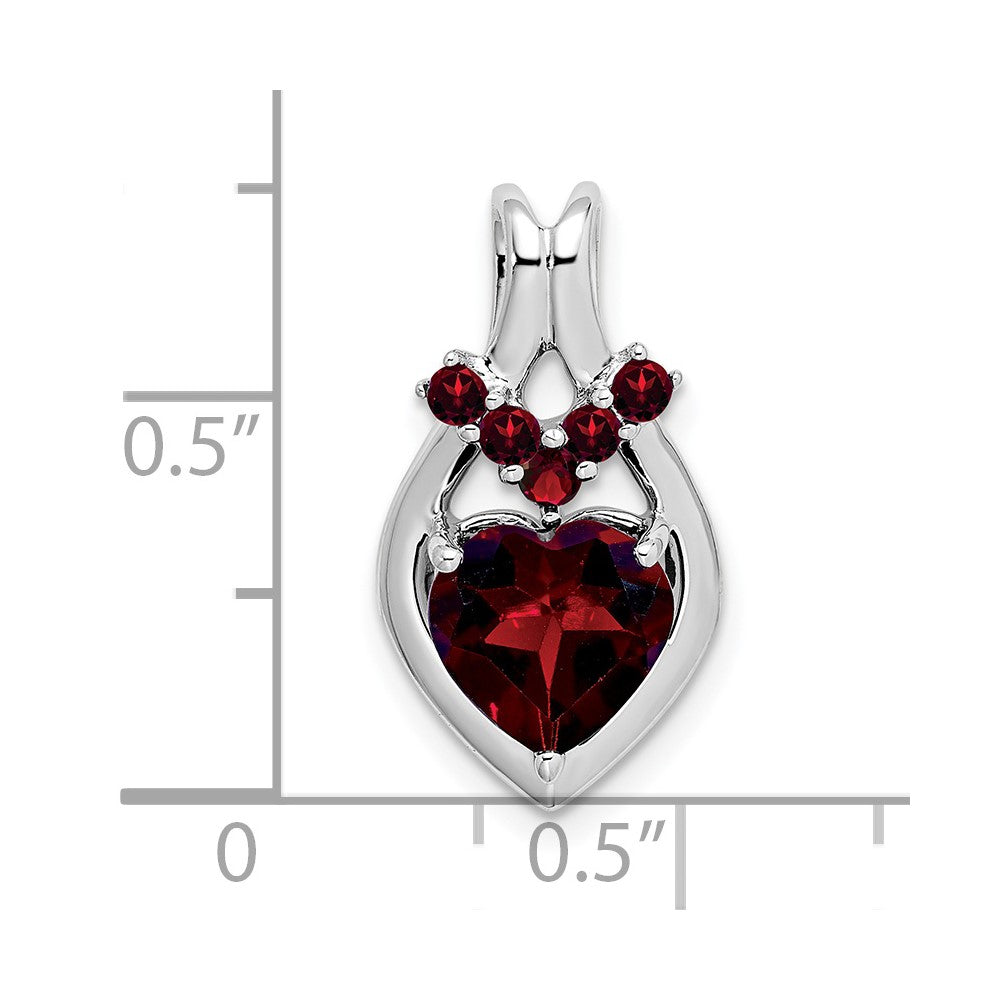 14k White Gold Garnet Heart Pendant (2.6 grams)