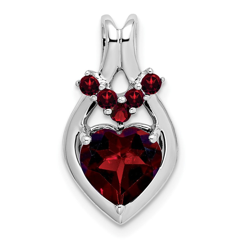 14k White Gold Garnet Heart Pendant (2.6 grams)