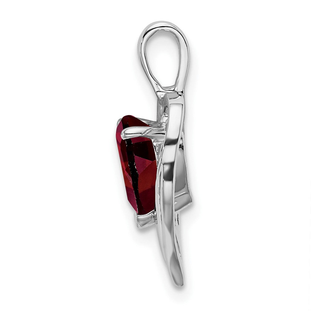 14k White Gold Garnet and Diamond Heart Pendant (1.1 grams)