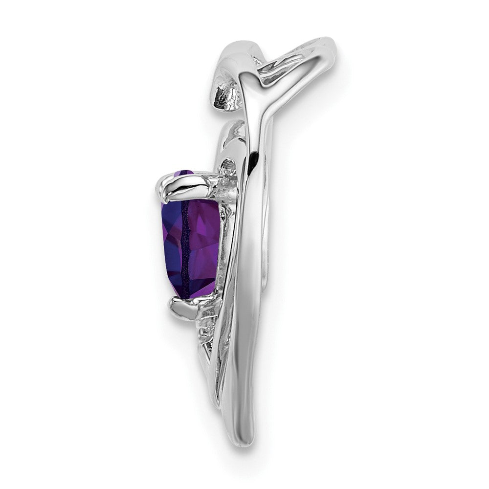 14k White Gold Amethyst and Diamond Heart Pendant (1.45 grams)