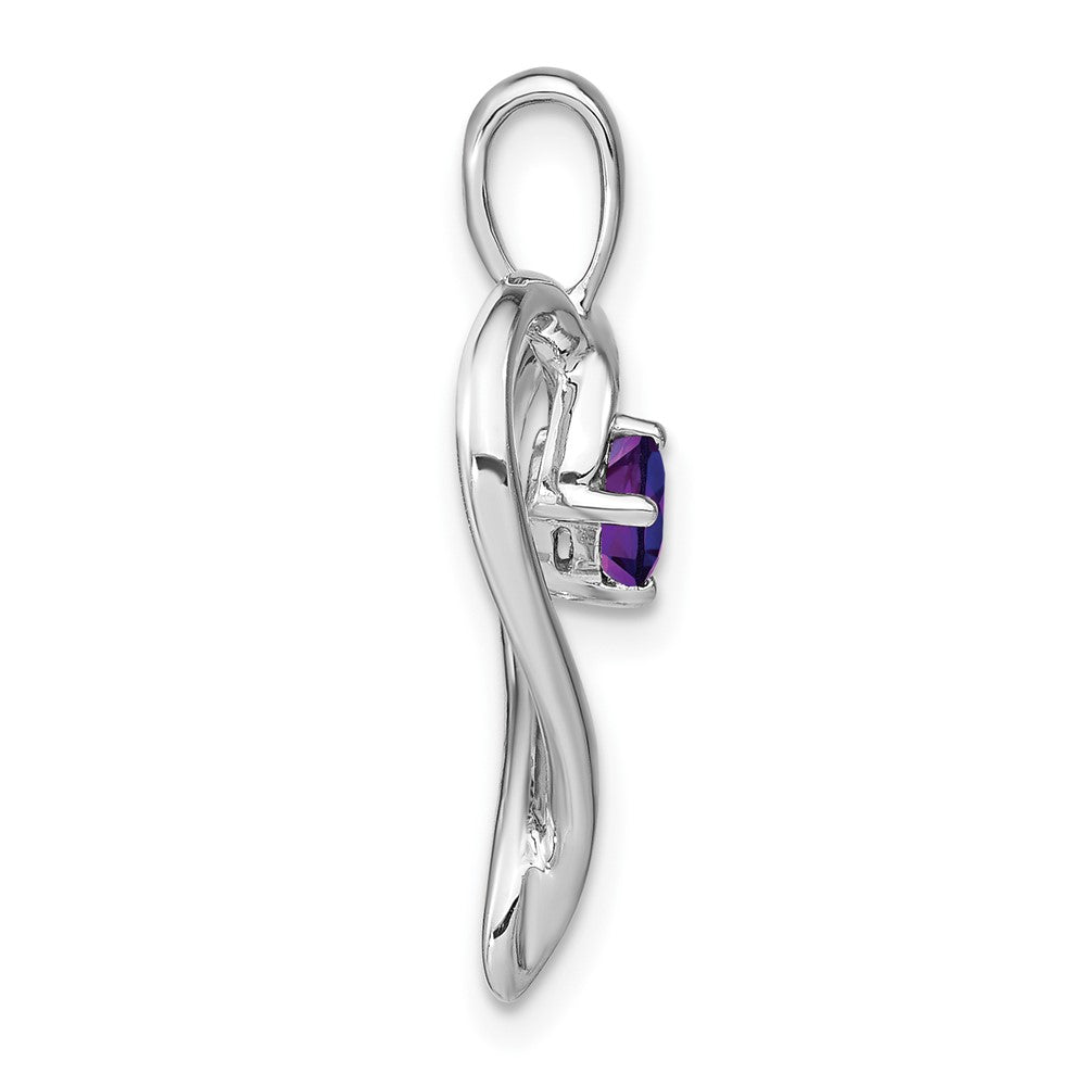 14k White Gold Amethyst Heart Pendant (2.2 grams)