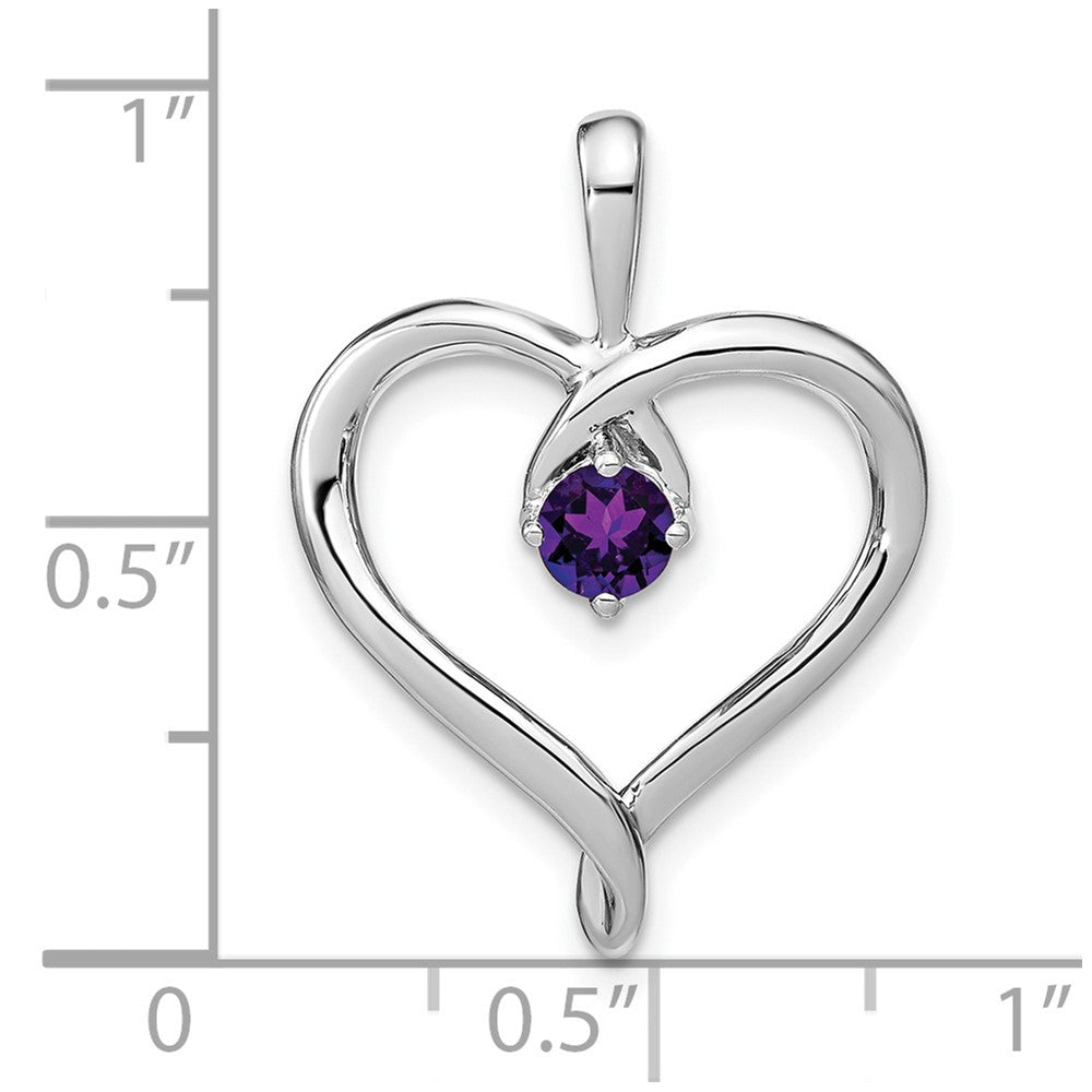 14k White Gold Amethyst Heart Pendant (2.2 grams)