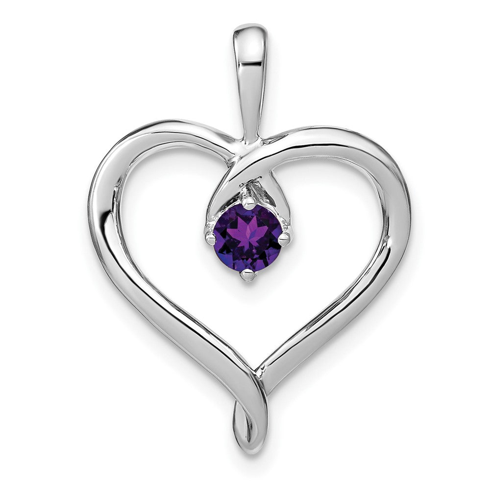 14k White Gold Amethyst Heart Pendant (2.2 grams)