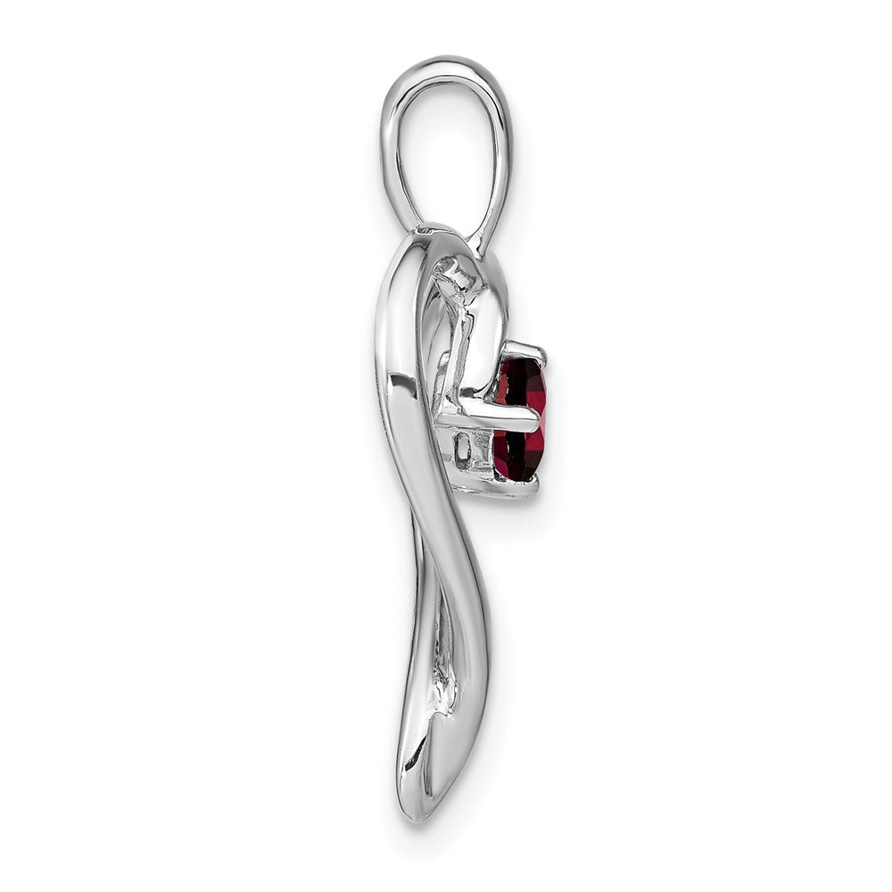 14k White Gold Garnet Heart Pendant (2.2 grams)