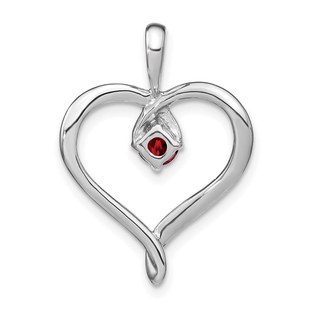 14k White Gold Garnet Heart Pendant (2.2 grams)