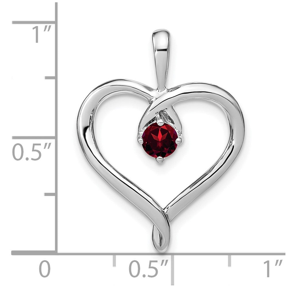 14k White Gold Garnet Heart Pendant (2.2 grams)