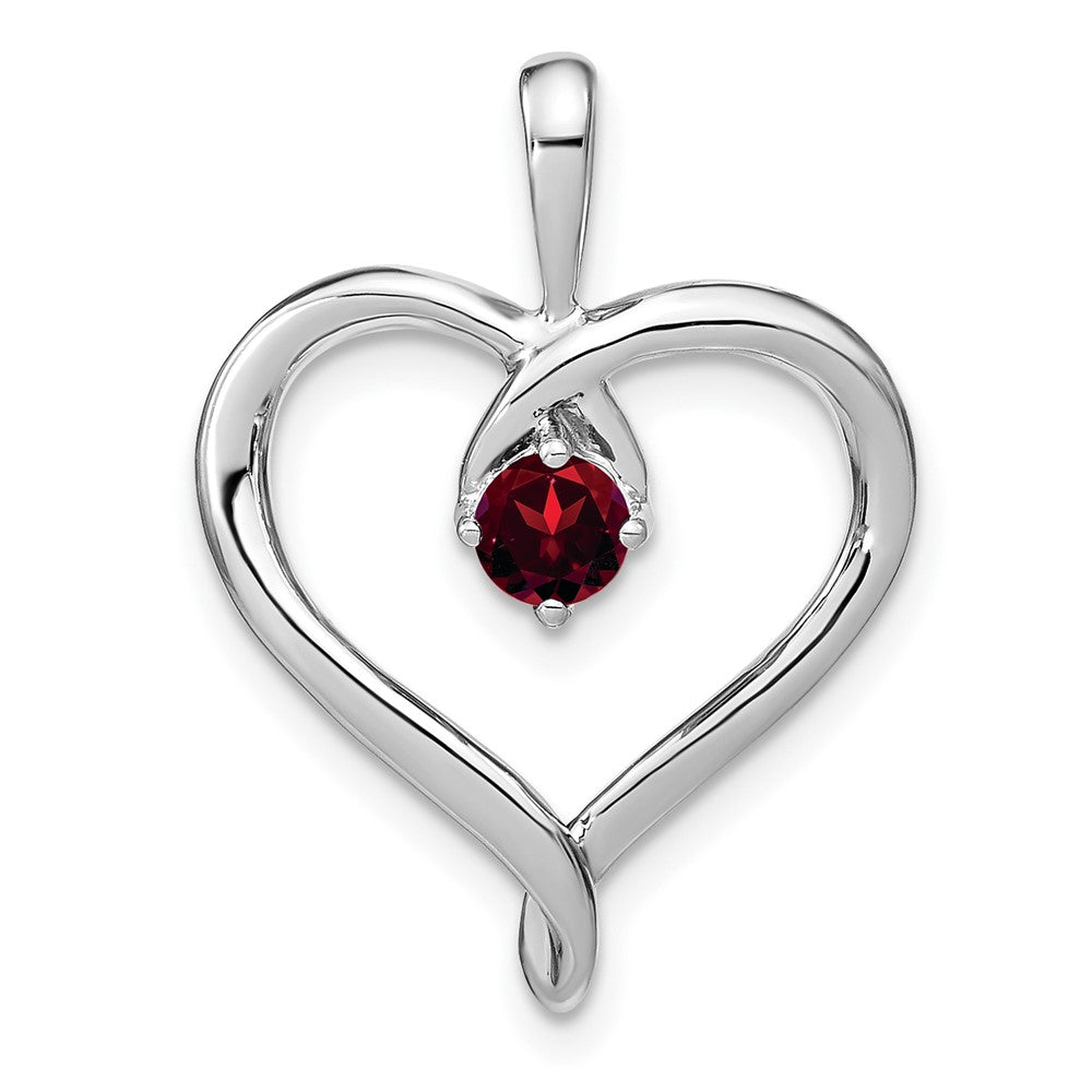 14k White Gold Garnet Heart Pendant (2.2 grams)