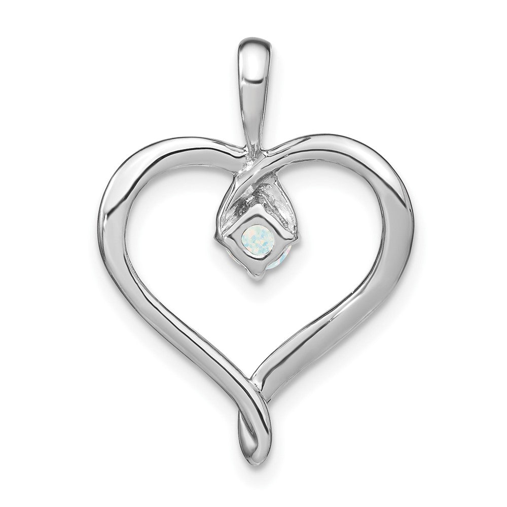 14k White Gold Created Opal Heart Pendant (2.2 grams)