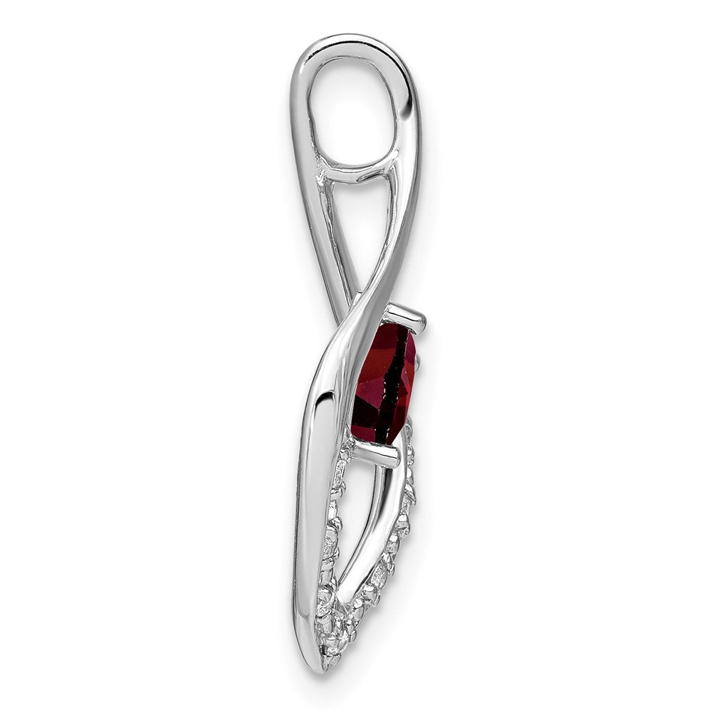 14k White Gold Garnet and Diamond Pendant (1.6 grams)