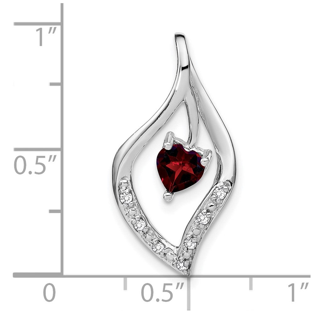 14k White Gold Garnet and Diamond Pendant (1.6 grams)
