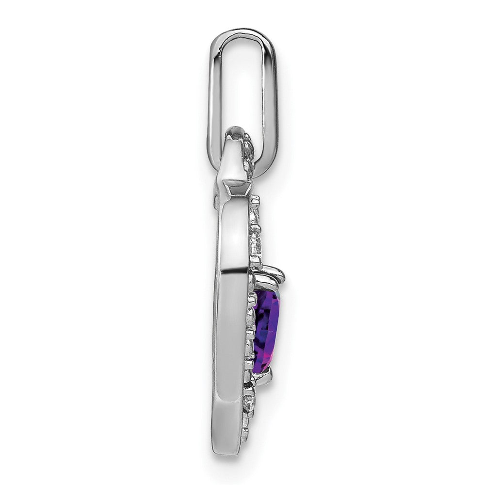 14k White Gold Amethyst and Diamond Heart Pendant (1.6 grams)