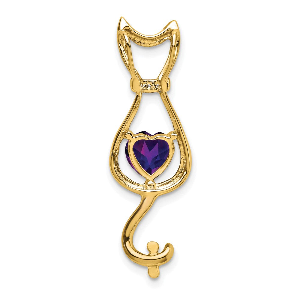 14k Amethyst and Diamond Cat Pendant (1.65 grams)