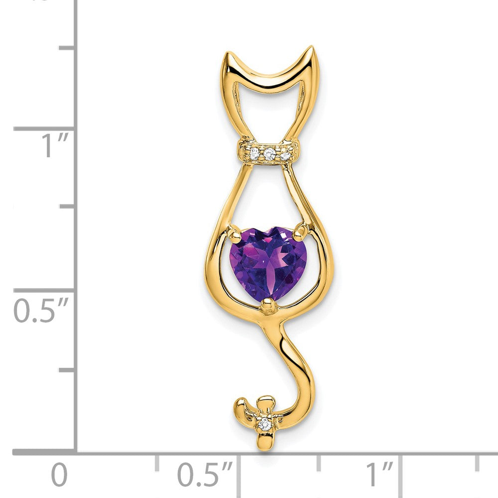 14k Amethyst and Diamond Cat Pendant (1.65 grams)