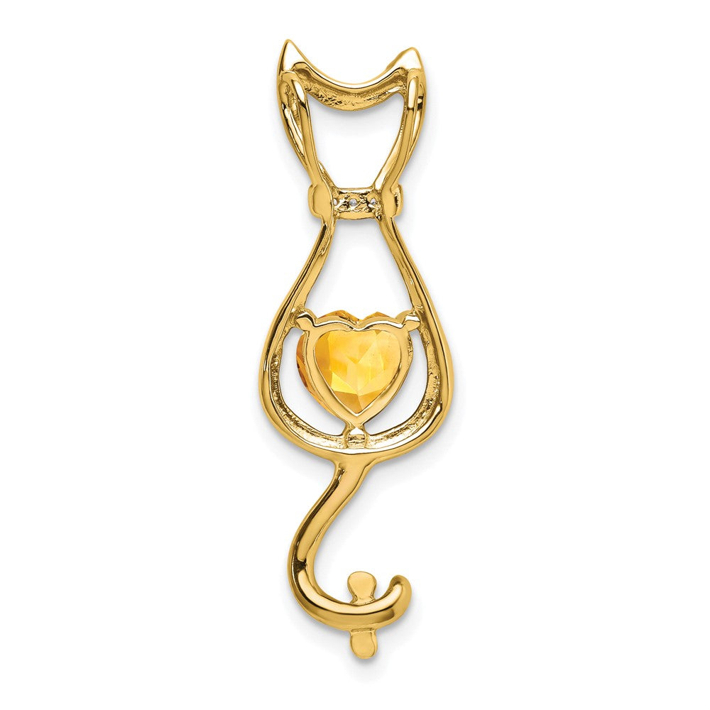 14k Citrine and Diamond Cat Pendant (1.65 grams)