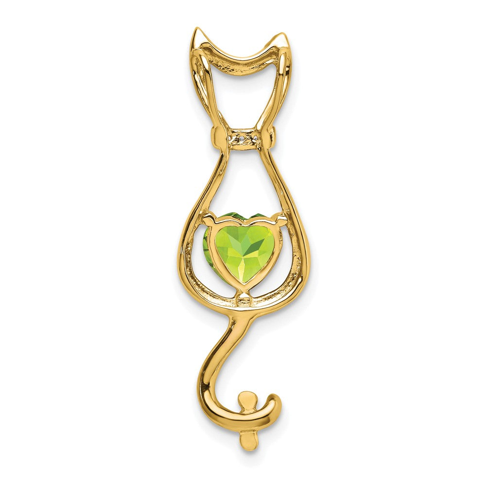 14k Peridot and Diamond Cat Pendant (1.65 grams)